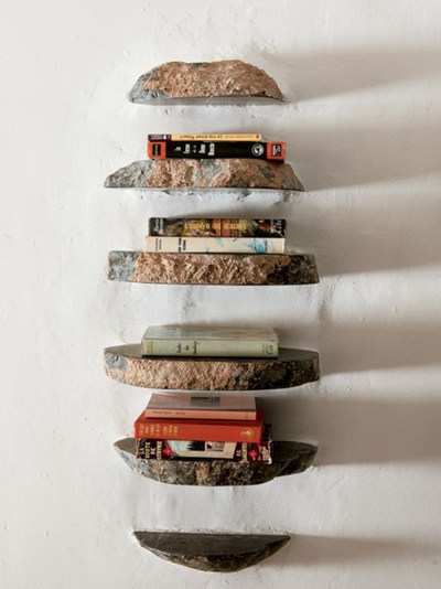 自然石材做成的书架