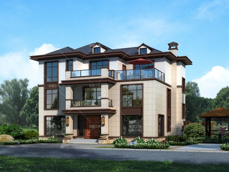 新中式3層別墅設計，150平占地的三開間設計案例