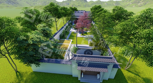 新中式别墅庭院设计1