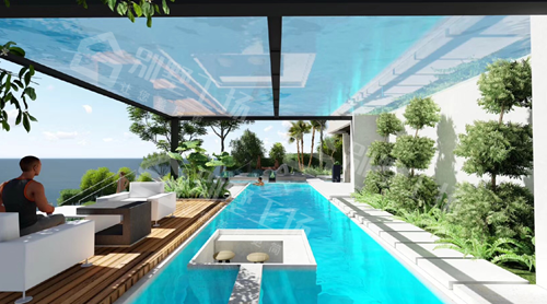 三款带泳池的别墅设计效果图1