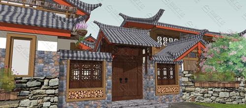 中式民宿设计效果图图片2