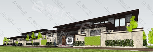 两层中式风格新农村别墅效果图，带庭院设计图片大全3