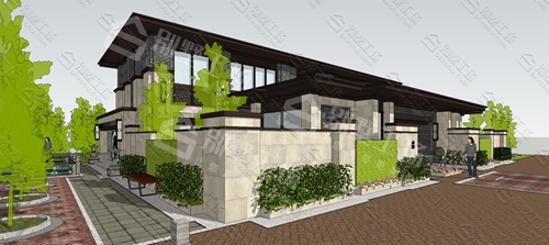 两层中式风格新农村别墅效果图，带庭院设计图片大全4