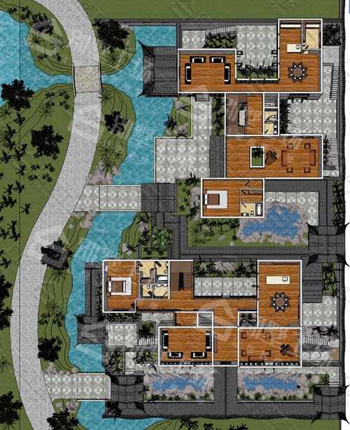 豪华两层苏式别墅户型设计图片介绍，苏州园林般的居住体验5