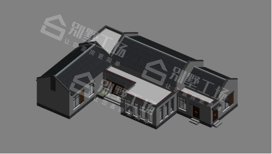 七字形一层房屋设计图模型图