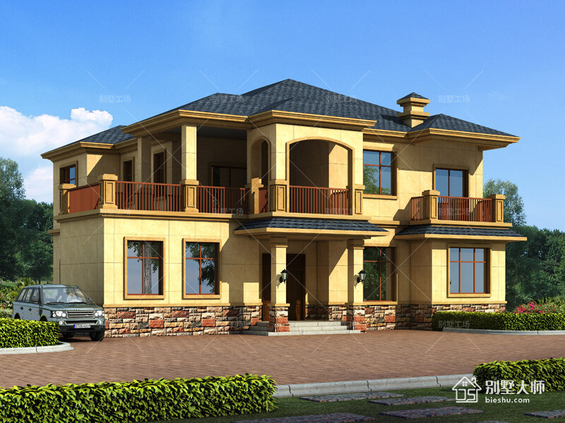 二層歐式帶院子農村自建房別墅設計施工圖紙及效果圖全套