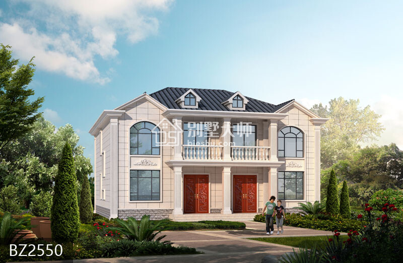 农村自建兄弟双拼二层小别墅 欧式双拼设计图纸